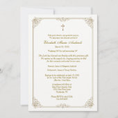 バプテスマと出産の発表エンジェルズリリー金ゴールド 招待状 (正面)