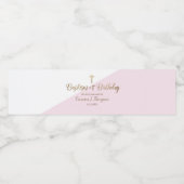 バプテスマと最初の誕生日ピンクモダン金ゴールドクロス ペットボトルラベル (シングルラベル)