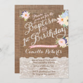 バプテスマと誕生日の招待状、1歳の誕生日 招待状 (正面/裏面)