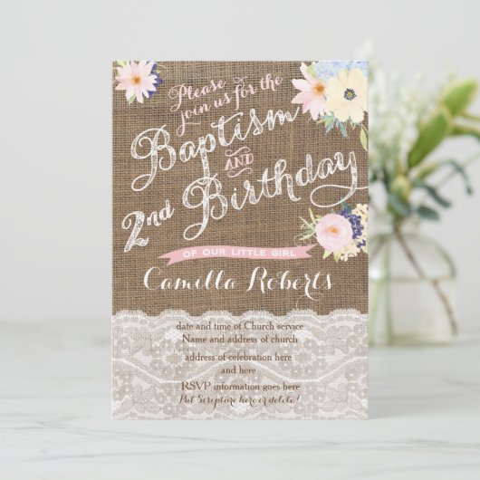 バプテスマと誕生日の招待状、2番目の誕生日 招待状 (スタンド正面)