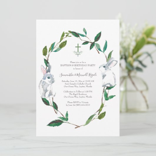 バプテスマと誕生日パーティーの招待 招待状 (スタンド正面)