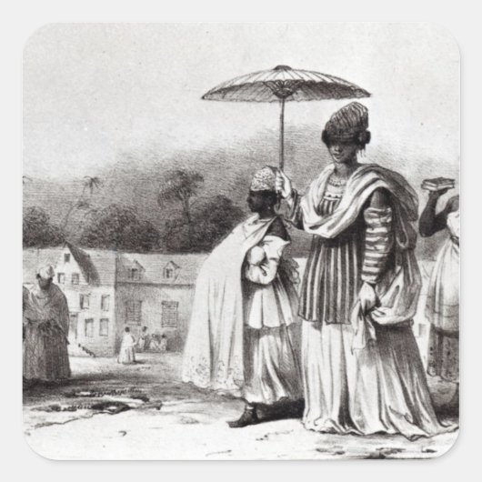 バプテスマに子どもを連れて行く女性 スクエアシール (正面)