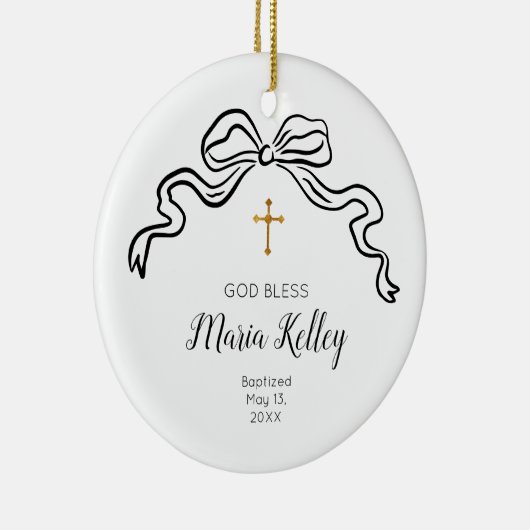 バプテスマのキリスト教ミニマリストへの贈り物を祝福する神 セラミックオーナメント (右)