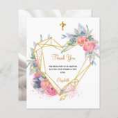 バプテスマのピンクのフローラ感謝してい写真あなた (正面/裏面)