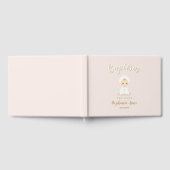 バプテスマのベビーガールとボンネット ゲストブック (全面)