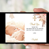 バプテスマのベビーガールパンパス写真サンキューカード 招待状