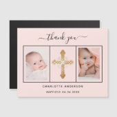 バプテスマのベビーガールピンクの感謝してい写真あなた磁石 マグネット招待状 (正面/裏面)