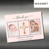バプテスマのベビーガールピンクの感謝してい写真あなた磁石 マグネット招待状