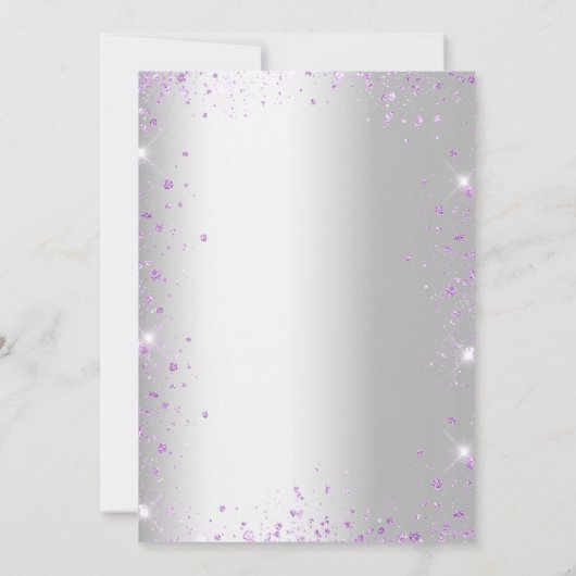 バプテスマのラベンダーのシルバーバイオレットの輝エレガントき 招待状 (裏面)