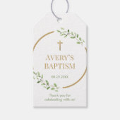 バプテスマのリースクロス聖書感謝していの聖句は、あなた方に好意 ギフトタグ (正面)