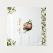 バプテスマの写真の背景 – Cala Lilies金ゴールドフローラ タペストリー (正面(横))