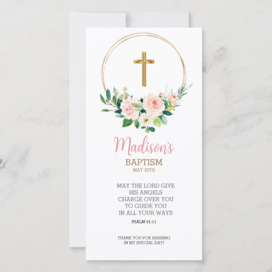 バプテスマの好意ガールバプテスマのしおり サンキューカード (正面)