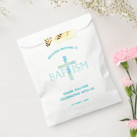 バプテスマの好意バッグカスタム – 水の色クロス フェイバーバッグ (封をした状態)