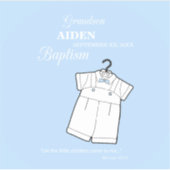 バプテスマの孫がベビーブルーでスーツパーソナライズされた シール (正面)
