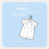 バプテスマの孫がベビーブルーでスーツパーソナライズされた スクエアシール (正面)