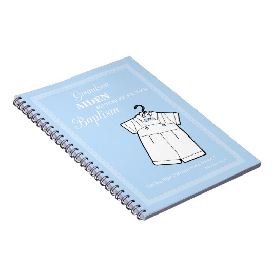 バプテスマの孫がベビーブルーでスーツパーソナライズされた ノートブック (右側)