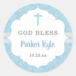 バプテスマの恩恵を受ける |ブルーダマスク男の赤ちゃん ラウンドシール