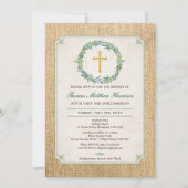バプテスマの招待。グリーンリース素朴なラップ 招待状 (正面)