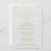 バプテスマの渦巻く青と金ゴールド 招待状 (正面)