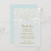 バプテスマの渦巻く青と金ゴールド 招待状 (正面/裏面)