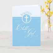 バプテスマの神の青い少年のお祝い カード (黄色い花)