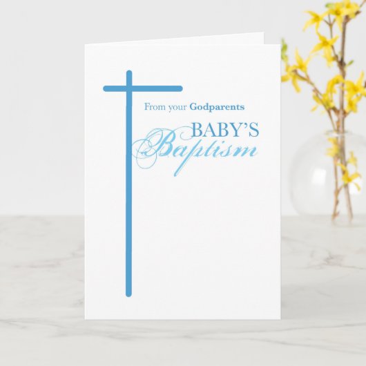 バプテスマの神様から来たボーイブルークロス カード (黄色い花)