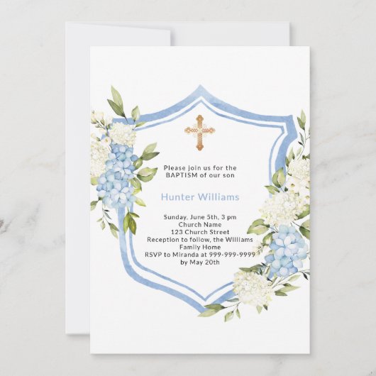 バプテスマの紋青い花の少年 招待状 (正面)