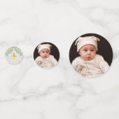 バプテスマの葉フェイク大理石ゴールドフォイル緑離れの コンフェッティ (正面)