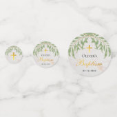 バプテスマの葉フェイク大理石ゴールドフォイル緑離れの コンフェッティ (裏面)