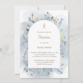 バプテスマの青い水色の葉 招待状 (正面)