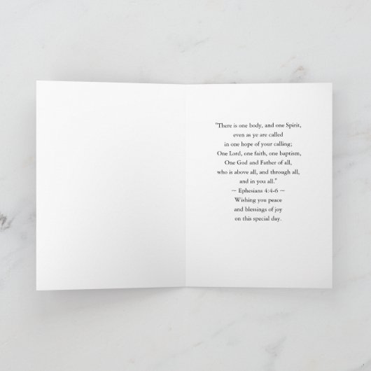 バプテスマの鳩と十字架の記念日 カード (内部)