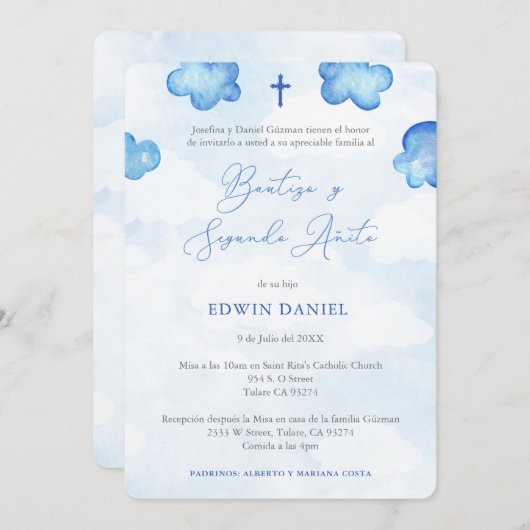 バプテスマの2nd誕生日パーティー 招待状 (正面/裏面)