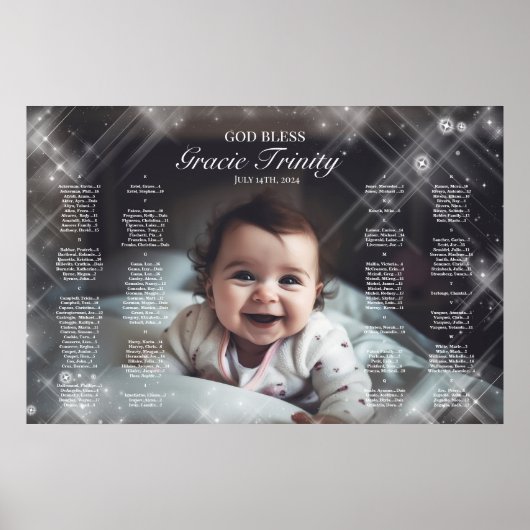 バプテスマの《キリスト教》洗礼式や命名式写真の着座表エレガント ポスター (正面)