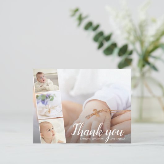 バプテスマまたは《キリスト教》洗礼式や命名式ありがとう4 Photo Collage ポストカード (スタンド正面)