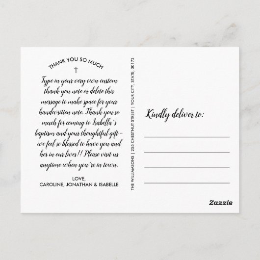 バプテスマまたは《キリスト教》洗礼式や命名式ありがとう4 Photo Collage ポストカード (裏面)