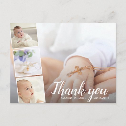 バプテスマまたは《キリスト教》洗礼式や命名式ありがとう4 Photo Collage ポストカード (正面)