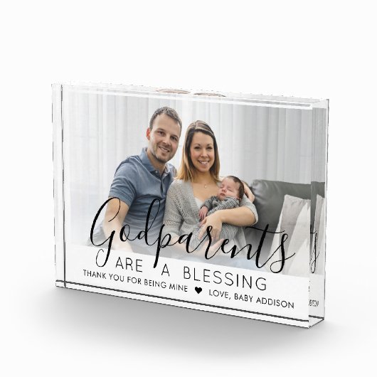 バプテスマまたは《キリスト教》洗礼式や命名式に神の親モダン フォトブロック (右)