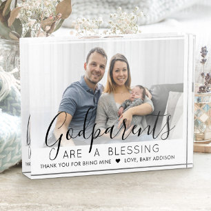 バプテスマまたは《キリスト教》洗礼式や命名式に神の親モダン フォトブロック