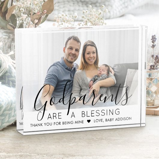 バプテスマまたは《キリスト教》洗礼式や命名式に神の親モダン フォトブロック