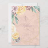 バプテスマまたは《キリスト教》洗礼式や命名式フローラ幾何学的ピンクシック 招待状 (裏面)