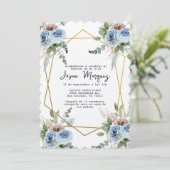 バプテスマを受けた金ゴールド付き青い花 招待状 (スタンド正面)