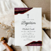 バプテスマを受けるブルゴーニュと金ゴールド 招待状