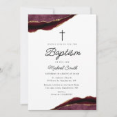 バプテスマを受けるブルゴーニュと金ゴールド 招待状 (正面)