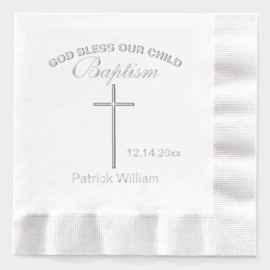 バプテスマエレガントクロス 箔ナプキン (正面)