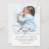 バプテスマエレガントスのスクリプカスタムト写真と宗教的な 招待状 (正面)