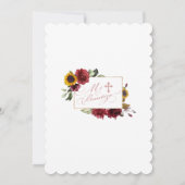 バプテスマエレガントスを越えたバーガンディひまわりの金ゴールド 招待状 (裏面)