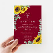 バプテスマエレガントスを越えたブルゴーニュひまわり 招待状