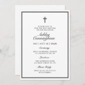 バプテスマエレガントスモダン・クロスQRコード 招待状 (正面/裏面)