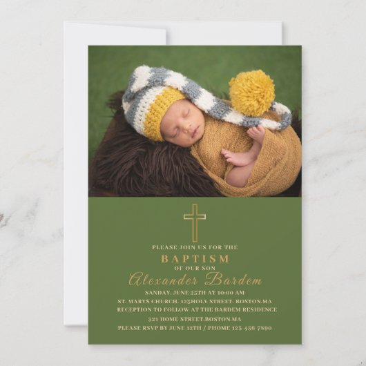 バプテスマエレガントス宗教イベントのカスタム写真Invita 招待状 (正面)