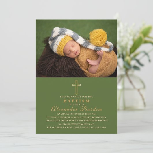 バプテスマエレガントス宗教イベントのカスタム写真Invita 招待状 (スタンド正面)